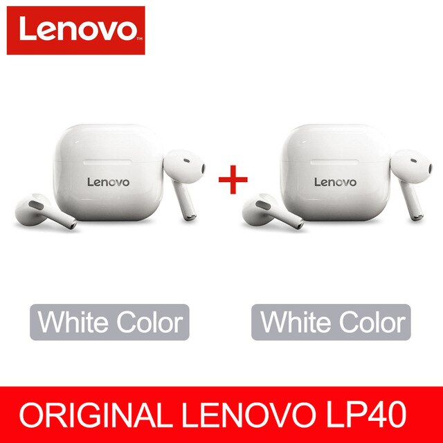 Auricolari Wireless originali Lenovo LP40 TWS cuffie Bluetooth 5.0 cuffie Stereo musicali Touch Control auricolari impermeabili: LP40 2 White