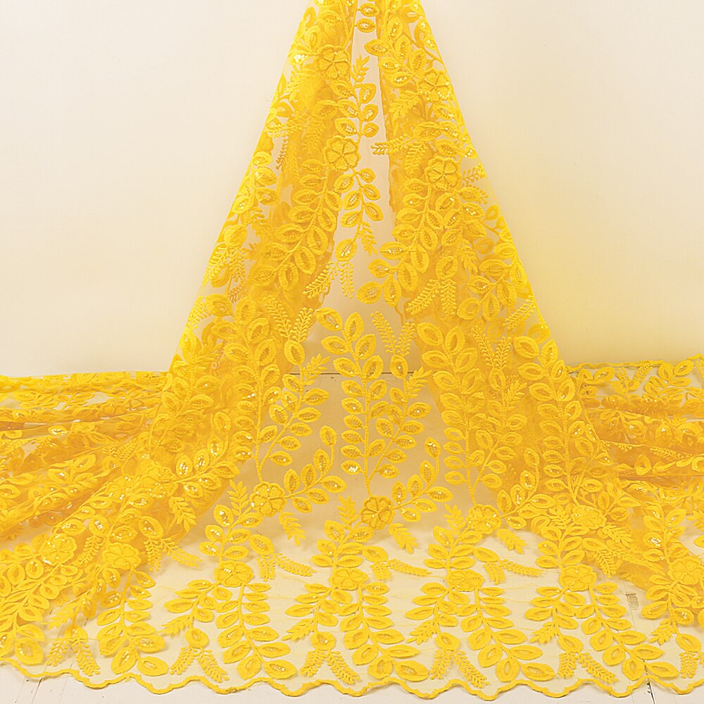 French Lace Fabric Bridal African Lace Fabric Sequins Milk Silk Lace Material For Party Sewing YA3812B-4: Picture 1