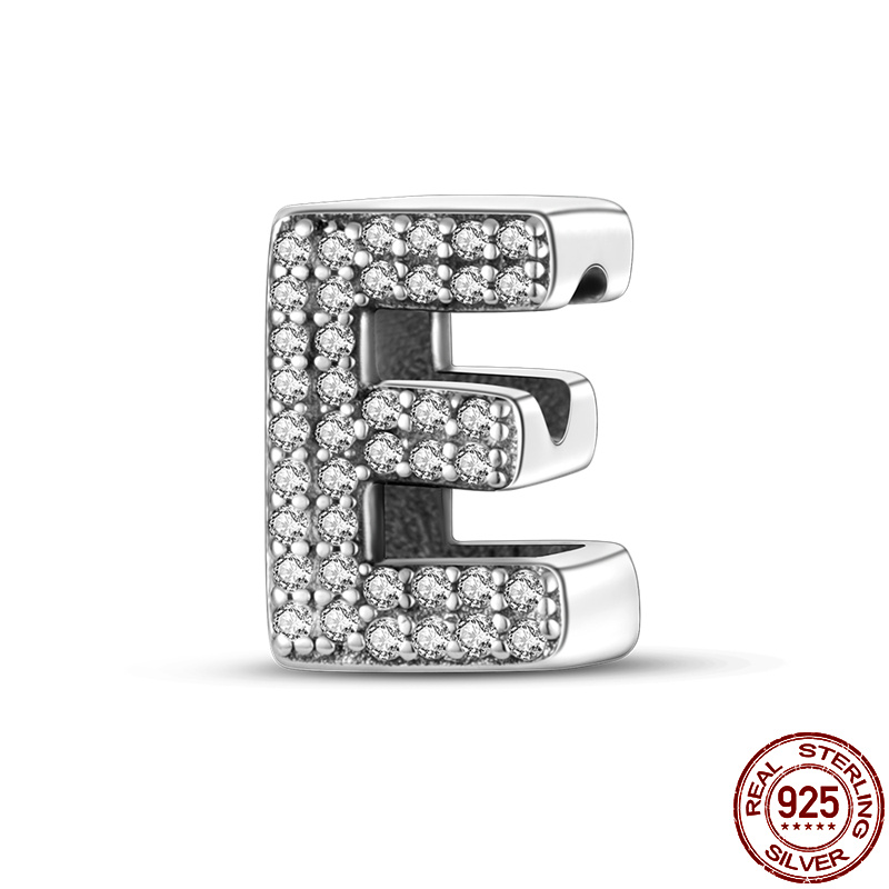26 A-Z Alphabet perles 925 en argent Sterling lettre d'amour breloque ajustement Original Pandach bracelet à breloques Bracelet CZ Zircon perle bijoux
