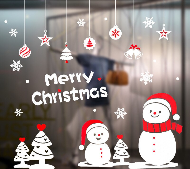 Glædelig jul vinduesglasklistermærker gør-det-selv-aftagelige wallsticker julemand snemand jul julefest indretning til hjemmebutik: Tl08