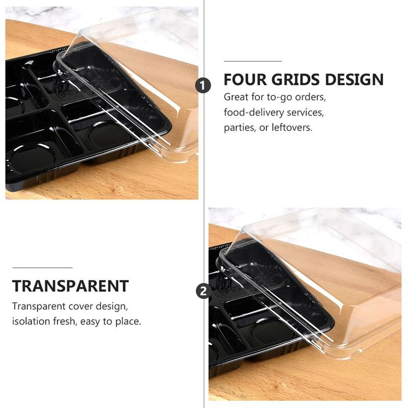 20Pcs Four Grid Packing Box Dessert Tray Disposable Takeout Container 12 x 12 x 4.5 cm