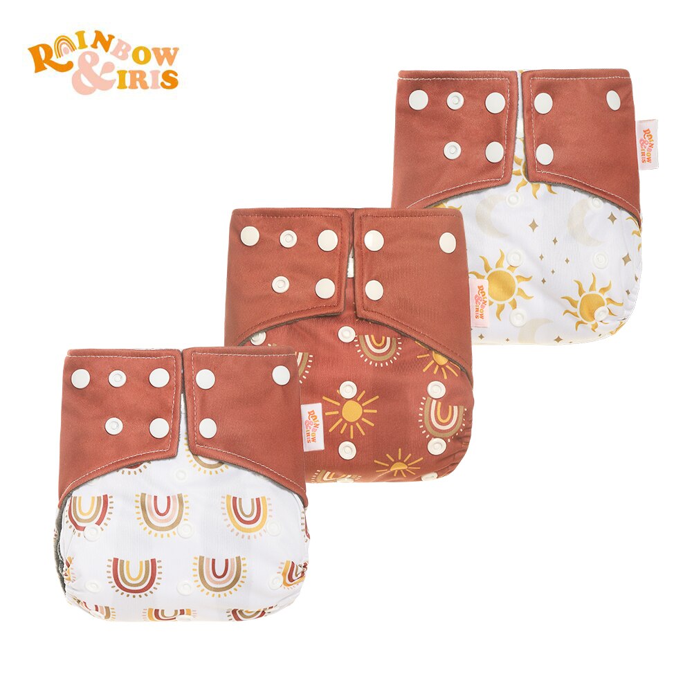 Rainbow&amp;Iris Removable Cloth Diapers Baby Diapers Washable Baby Diapers Button Diapers