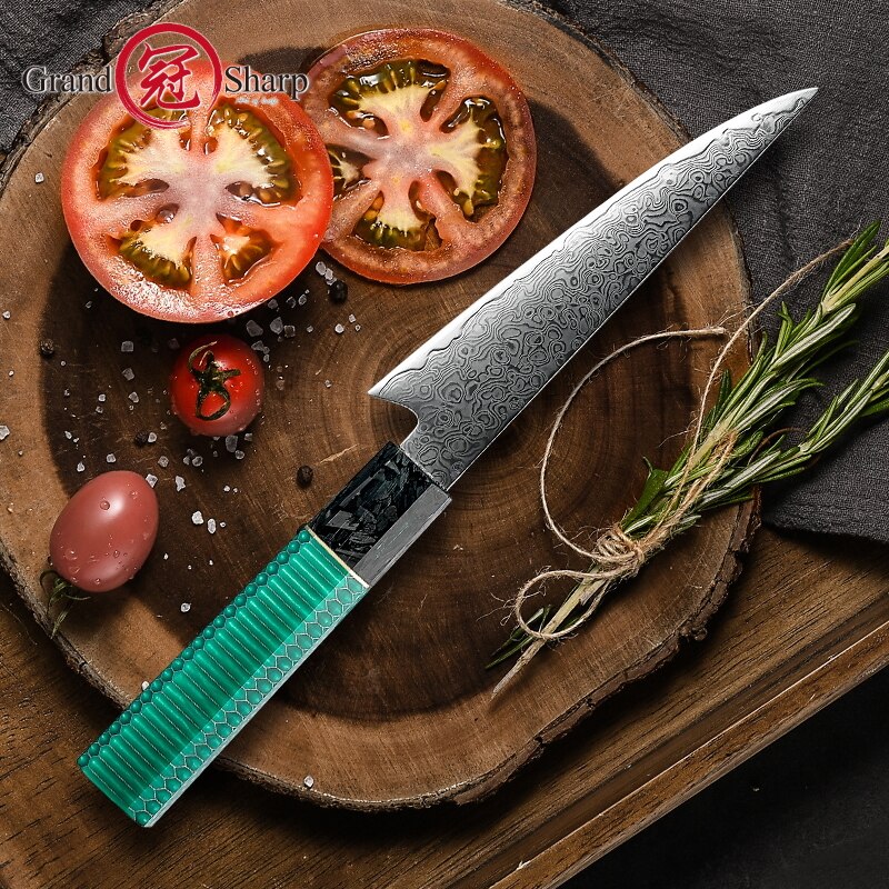 Couteaux de cuisine japonais damas Chef Kiritsuke Santoku, couteau d'office 67 couches VG10 damas en acier, outils Sashimi pour Sushi