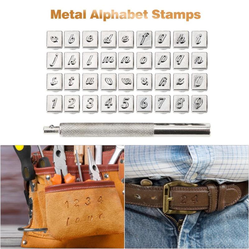 36pcs Leather Tools Leather Punch Leathercraft Alphabet Number Stamp Leather Punch Set for Leather Decor Craft