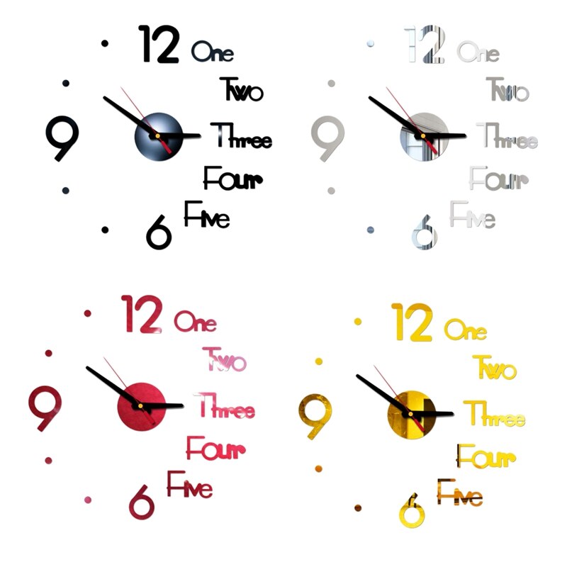 Large Modern 3D Wall Clock Kit,Silent Non Ticking DIY Frameless Mirror Quartz Clocks for Living Room Bedroom Decor