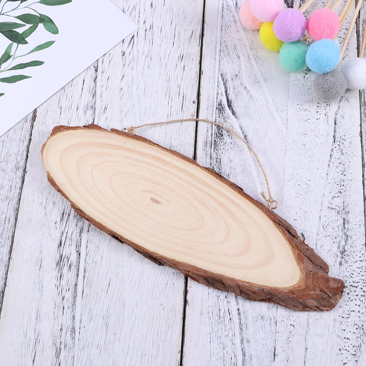 22X7Cm Ovale Blank Houten Disc Boom Log Slice Plaques Met 2 Haken En Touw Voor Diy Decoratie ambachten Projecten