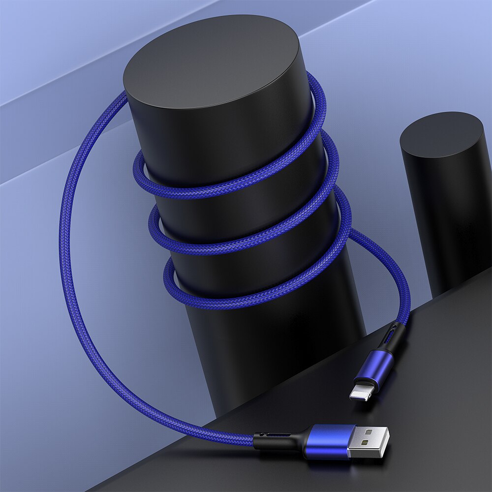 20cm 1m 2m 3m Data USB Charger Cable For iPhone 6 6s 7 8 Plus 11 12 Pro Xs Max X XR 5s SE iPad Fast Charging Long Wire Cord: Blue / 1m