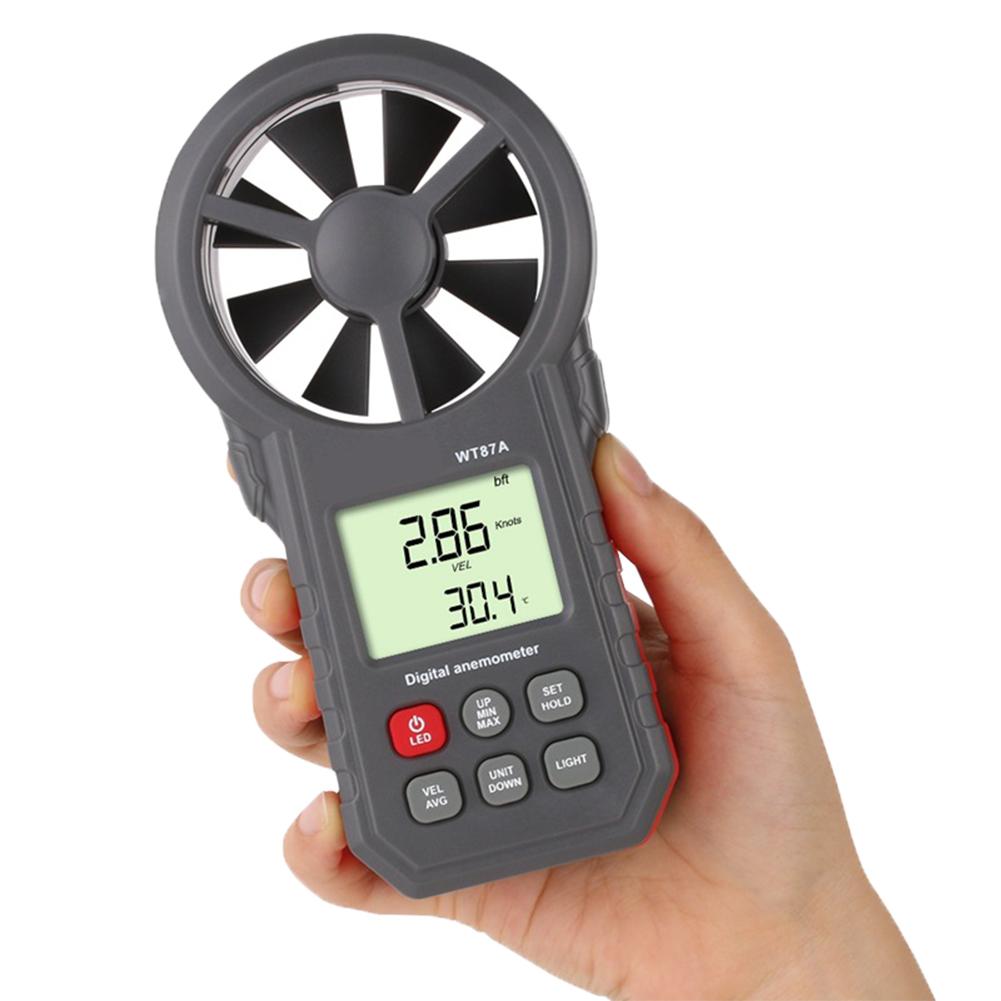 Anemometer met dubbele functie, thermometer, zakformaat, digitale windmeter met achtergrondverlichting, draagbare meetinstrumenten