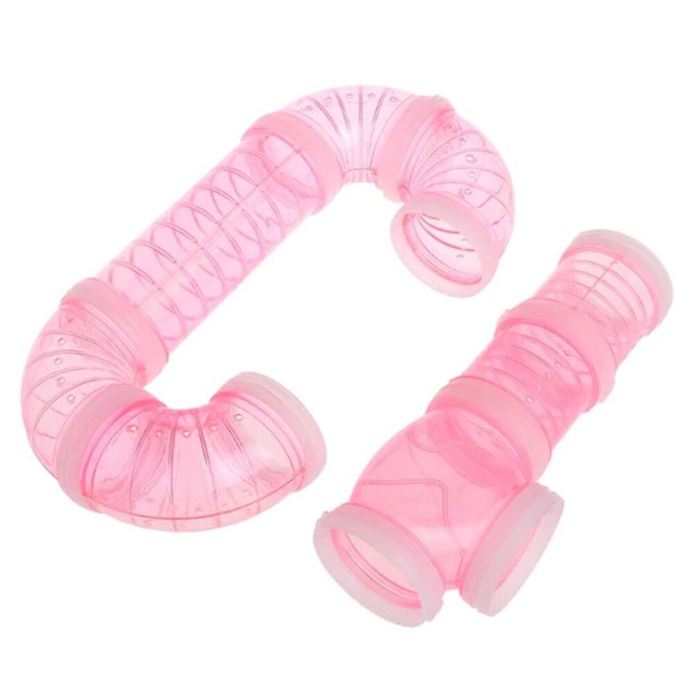 Ensemble de tuyaux d'assemblage de Hamster, 8 pièces, Tunnel de bricolage, petit animal de compagnie externe, jouet de Sport, pour entraînement de Hamster, fourniture de Hamster: Pink