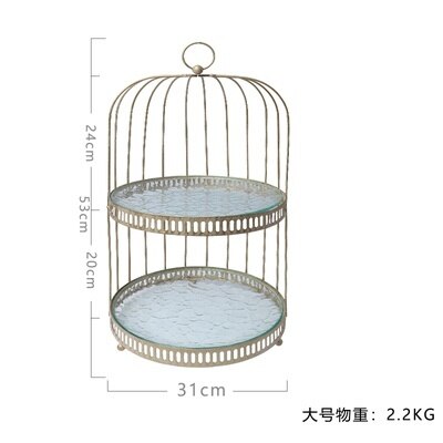 Household champagne gold desserts display shelf geometric shelf tray room type cake shelf: Gold Birdcage Large