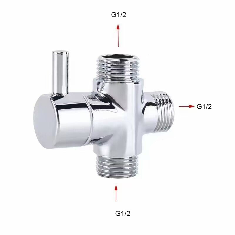 Bideu pentru toaletă și baie din alamă cromată, adaptor în t de  g1/2 ", supapă deviatoare de duș, robinet de duș cu 3 căi, conector în t, scule pentru supapă: Default Title