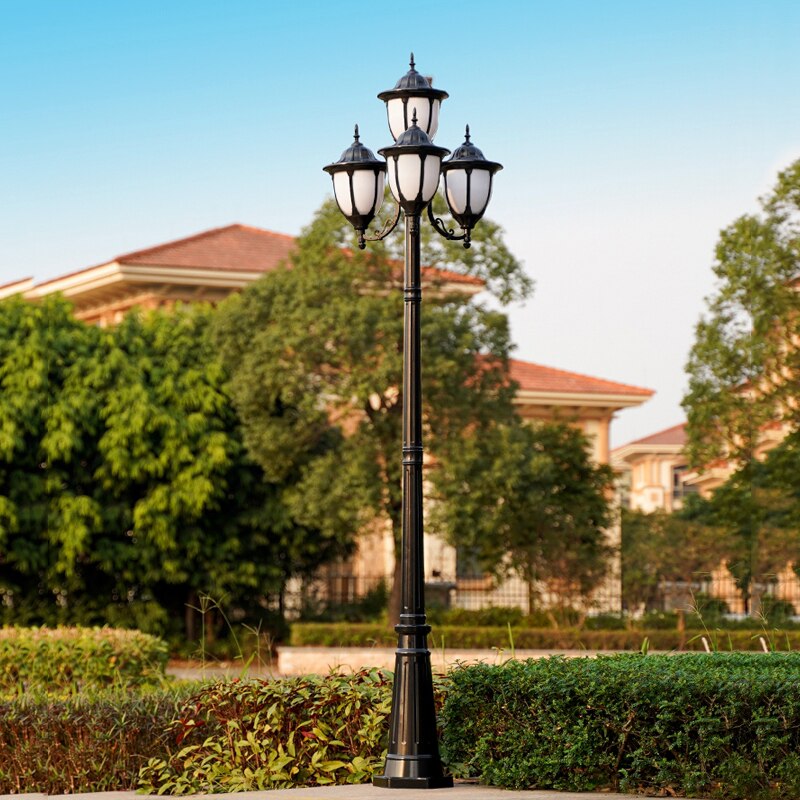 (H≈2.5M)European garden lamp room outdoor street lamp lawn lamp high pole lamp four head garden landscape lamp waterproof