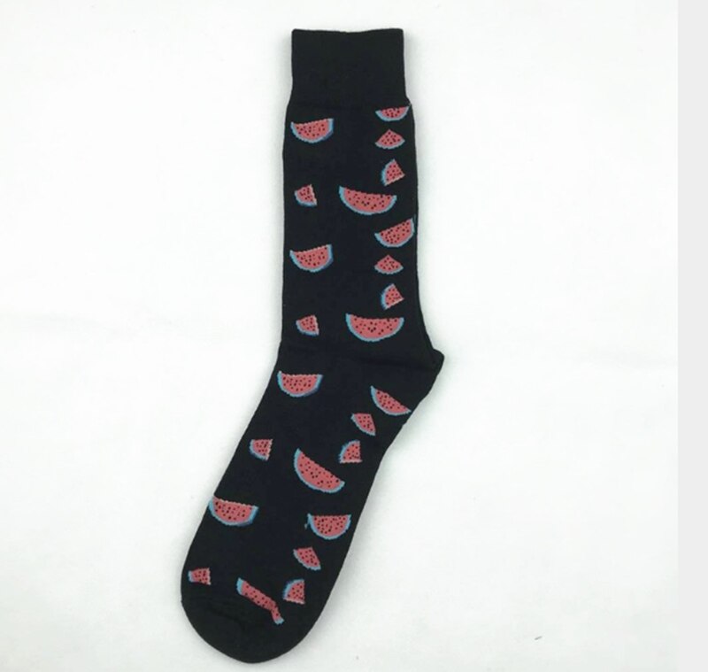 Combed Cotton Men's Happy Cute Funny Socks Brand Fruit Egg Beer French Fries Cherry Socks Men: Watemelon