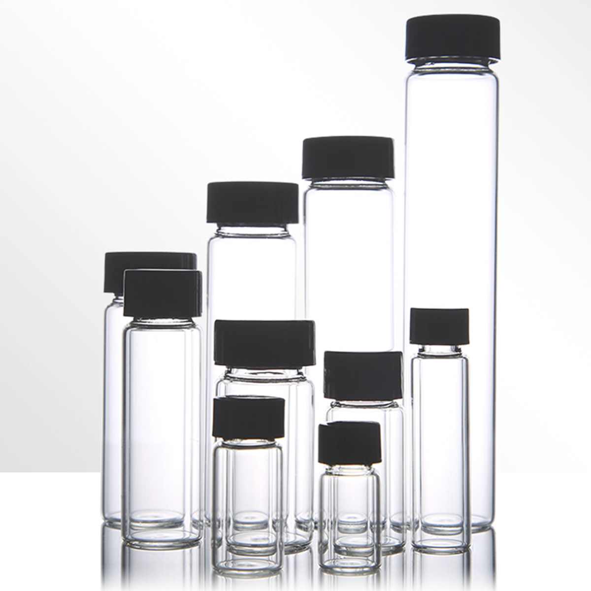 3 Ml/5 Ml/10 Ml/15 Ml/20 Ml/30 Ml/40 Ml/50 Ml Clear Glas Afdichting Fles Reagens Sample Flesjes Plastic Deksel Schroefdop