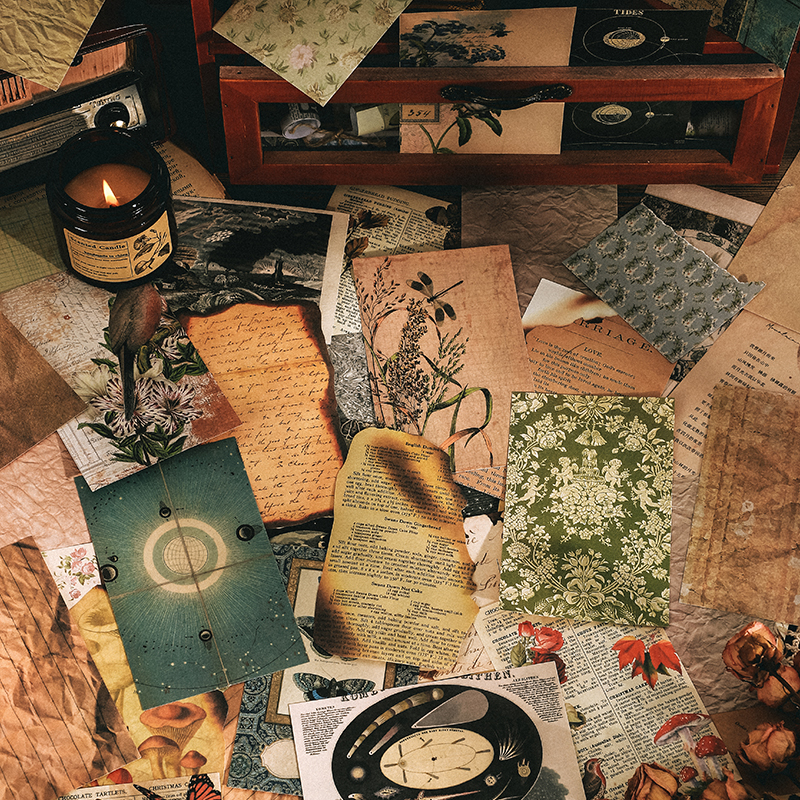 Vintage gammelt papir collage scrapbog journal materiale papirkort fremstilling diy retro papir mærkat memo papirvarer