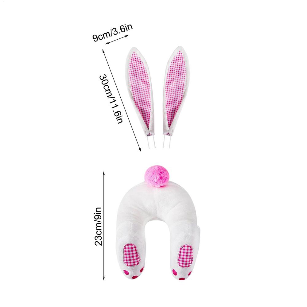 Decoración de conejito de Pascua para el hogar, accesorio de corona a tope de conejo para el hogar, jardín, corona, Festival, puerta delantera, decoraciones colgantes de pared: Blanco