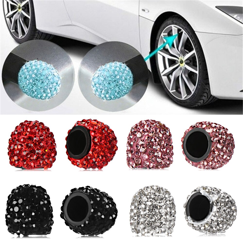 4 Stuks Crystal Auto Ventieldopjes Diamant Schijnt Stofdicht Wiel Kleppendeksel Voertuig Bling Auto Charms Decor auto Accessoires