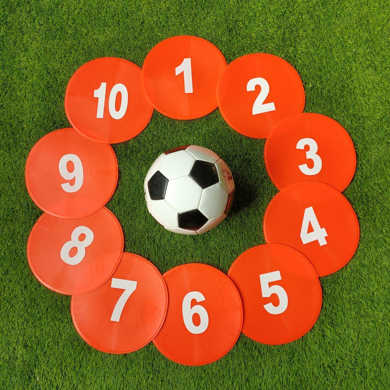 10Pcs Pack 9Inch Genummerde Platte Schijf Markers Anti Slip Agility Spot Kegels Voor Voetbal Basketbal Voetbal Hockey: Orange1-10 number