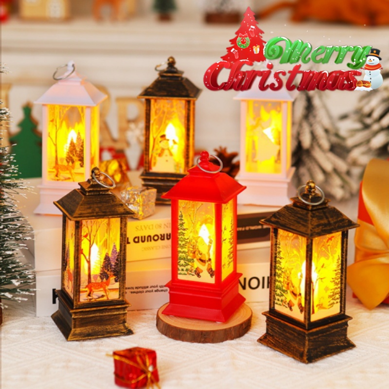 Lámpara de mesa LED con brillo navideño, decoración de farol de Papá Noel con luz colgante de muñeco de nieve, luz nocturna festiva para decoración de de Navidad