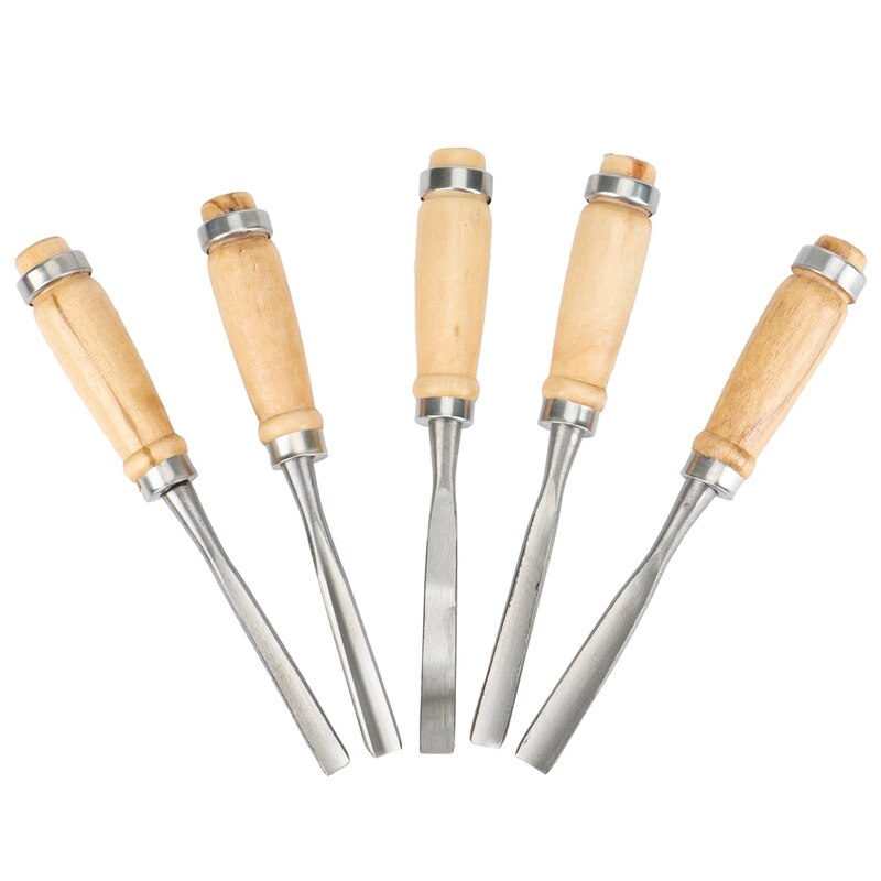 BMBY-12 Stuk Hout Beitel Tool Set-Tool Stalen Blad En Hoge Impact Houten Handvat, hout Beitel Platte Schop Staal Beitel