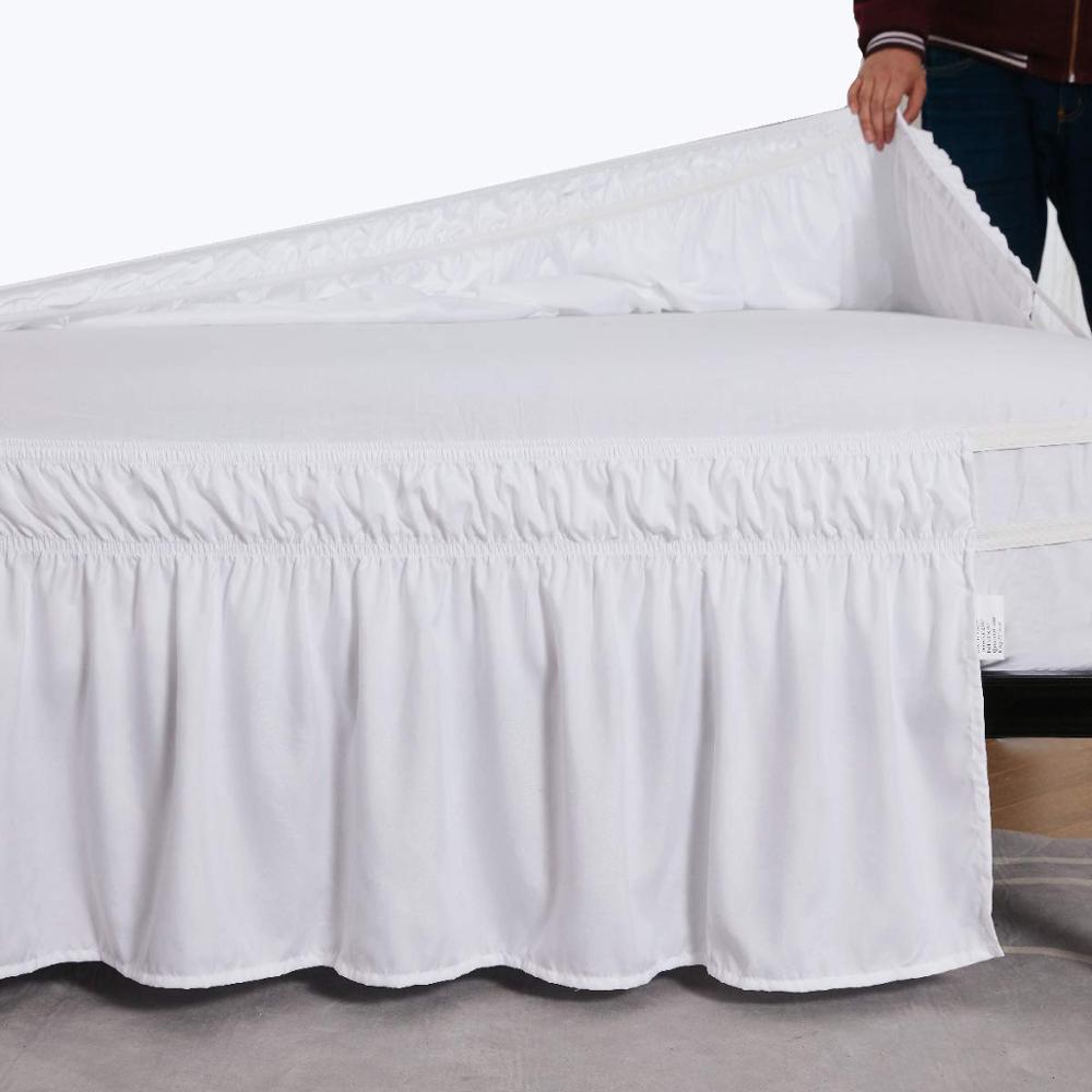 Hotel Bed Rok Wrap Rond Elastische Bed Shirts Zonder Bed Oppervlak Twin /Full/ Queen/ King Size 38cm Hoogte Voor Home Decor Wit