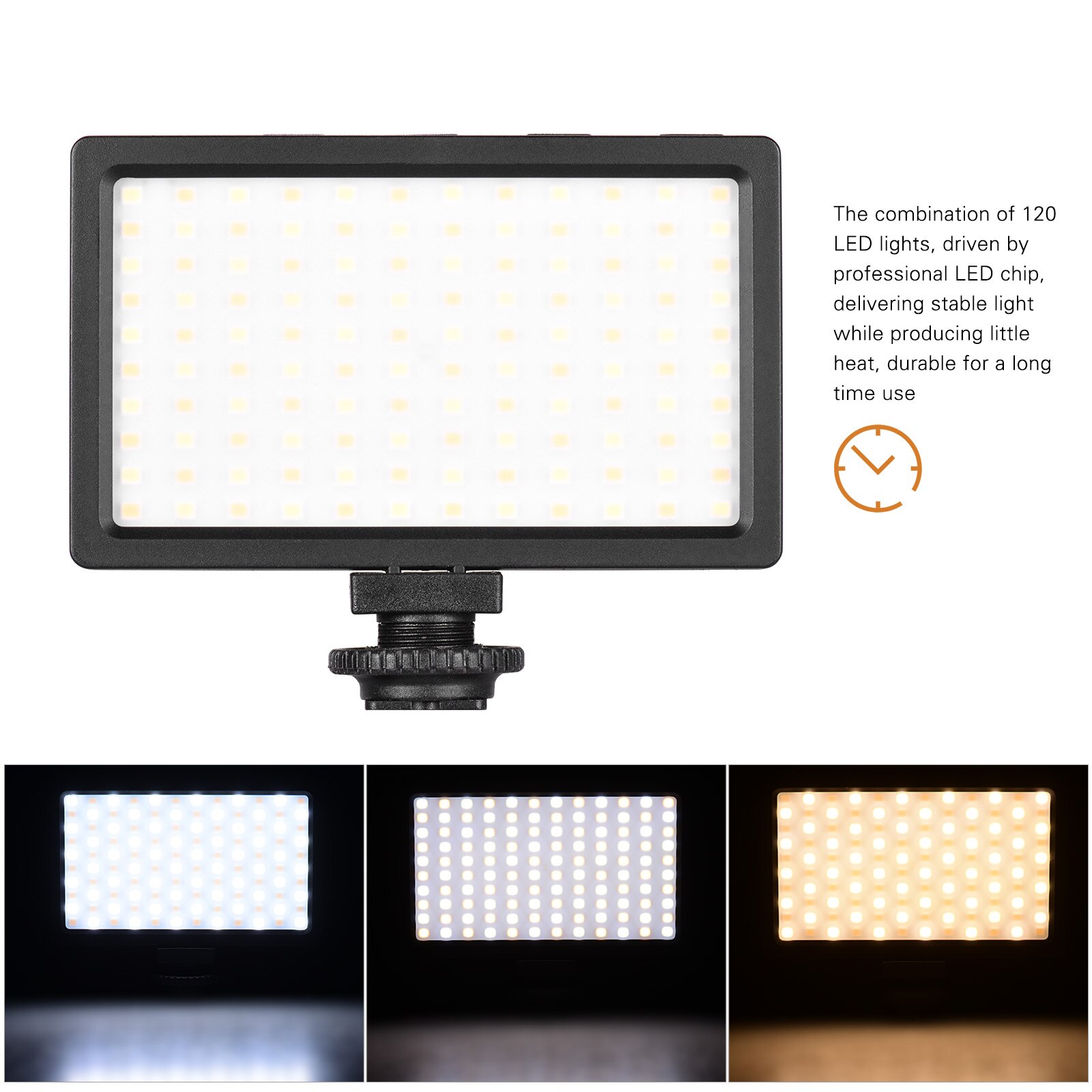 Panel de luz de vídeo LED en la Cámara, lámpara regulable de 3200K-5600K, brillo ajustable, luz Flash con soporte de zapata fría para fotografía