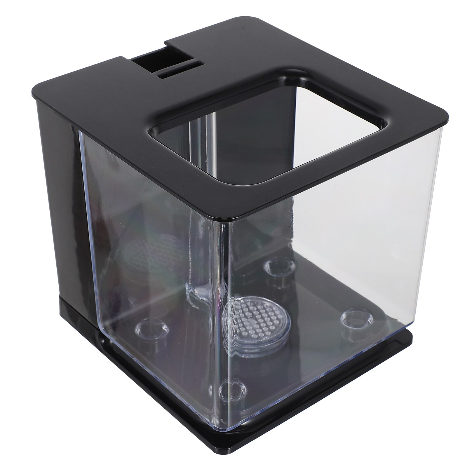 Small Fish Tank Transparent Fish Tank Fish Rearing Container Acrylic Fish Tank: Black