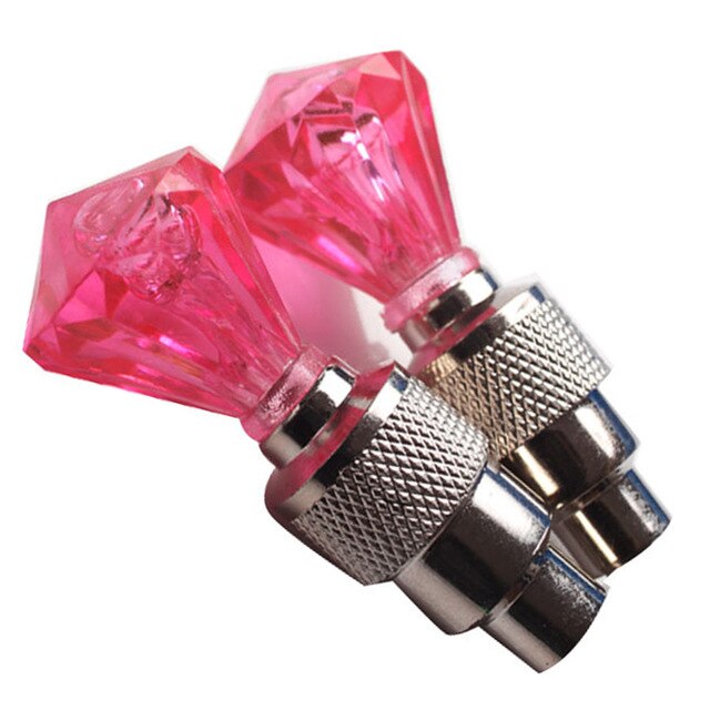 Avec batterie vélo AG10 moto 2 pièces LED pneu roue Valve robinet d'air: Pink