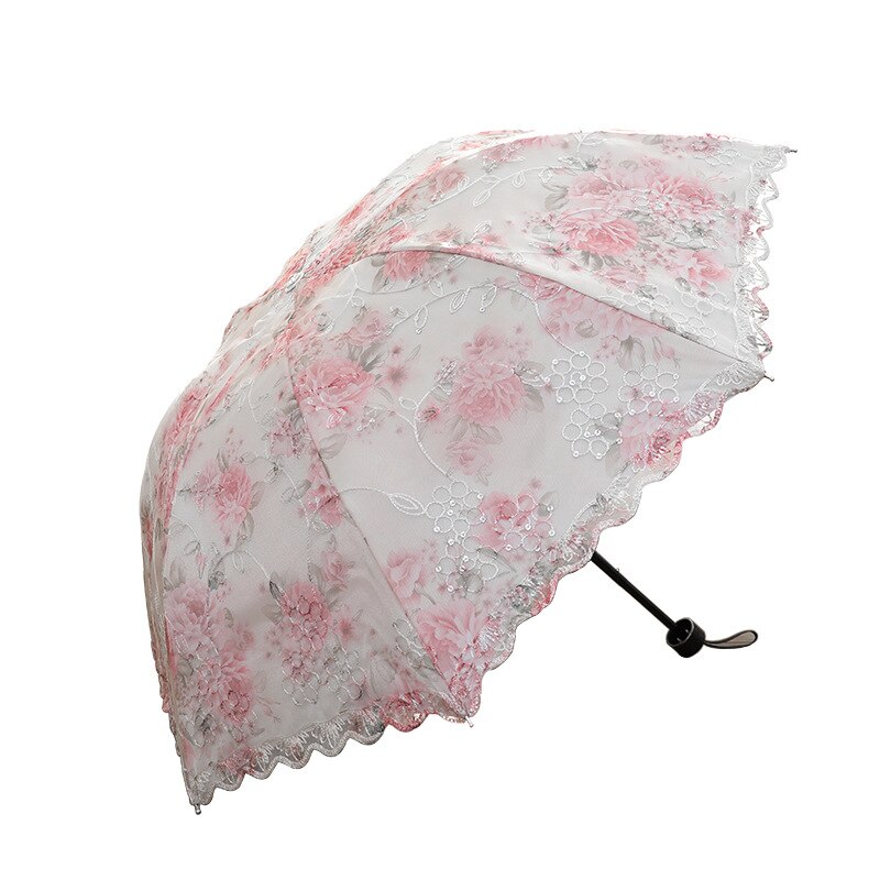 Parapluie de pluie en dentelle pour femmes, parapluie de soleil mujer, Parasol noir pliant princesse guadar chuva invertido Protection UV décoration