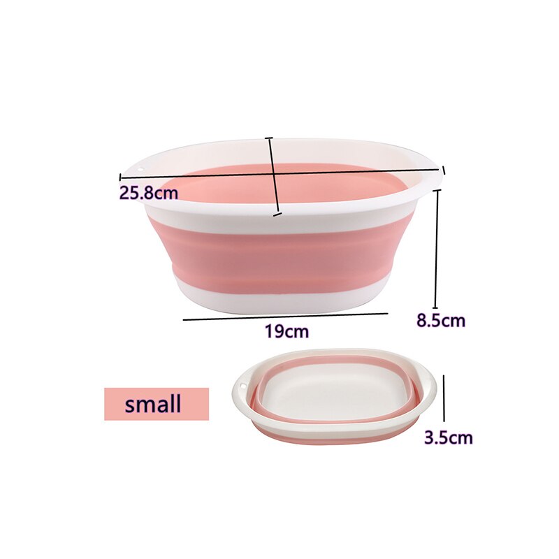 Plastic Folding Basins Portable Wash Basins Folding Laundry Tub Bathroom Kitchen Accessori Travel Folding Wash Basin Three Model: Pink  Small