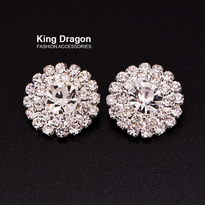 Botón de diamante de imitación transparente utilizado en decoración de ropa o utilizado en diadema 20MM 20 unids/lote, Color plateado, botón trasero, tienda KD173