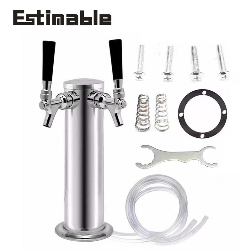 Homebrew Two taps silver Beer tower stainless steel beer tower with double beer tap faucet bar accessoires good