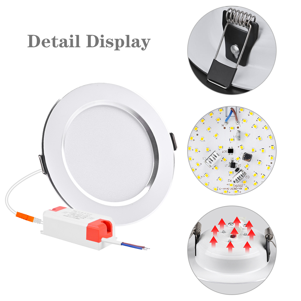 10 stk. innfelt rund ledet-downlight panellys lysstyrke dimbar søkelyset taklampe soverom stue innendørsbelysning