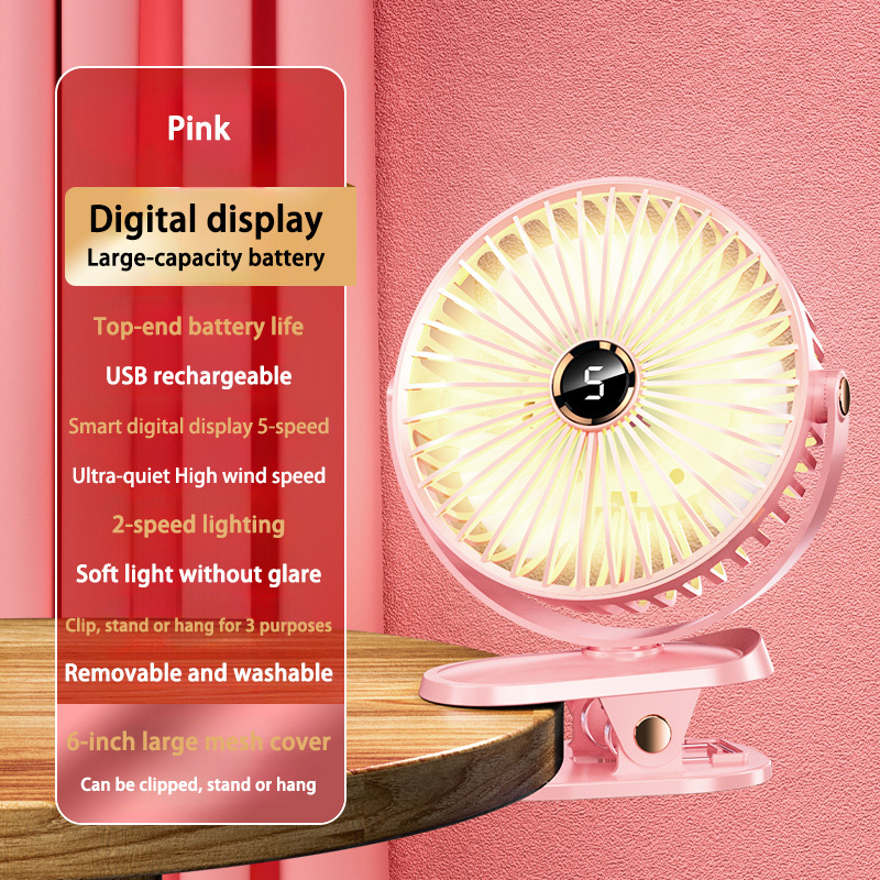 Xiaomi 8000mAh Clip-on Fan 5 Speed Quiet Rechargeable Desktop Portable Air Circulator Wireless Fan With LED Light For Camping: Burgundy