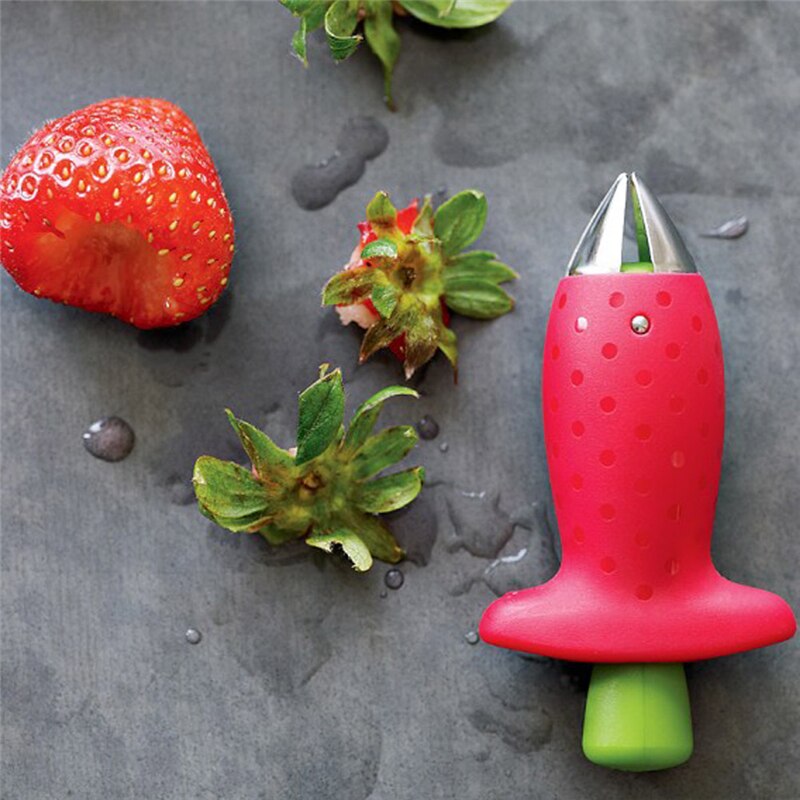 2pc/ Set Kitchen Fruit Gadget Tools Strawberry Slicer Cutter Strawberry Corer Strawberry Huller Leaf Stem Remover