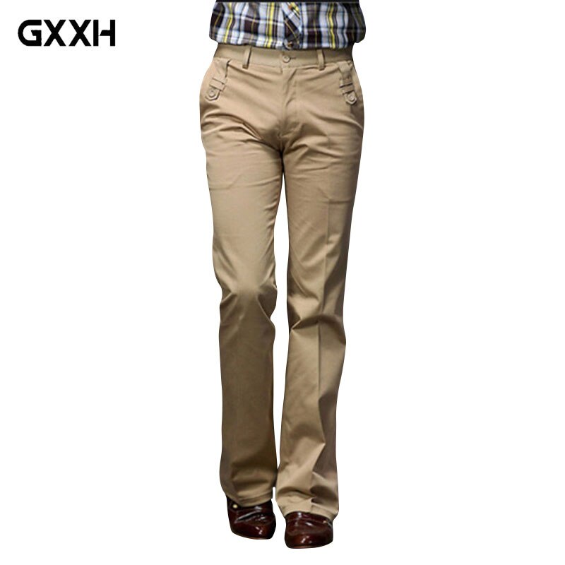 Men's Auturm Boot Cut Jeans Male Mid Waist Business Bell Bottom Denim Pants Flares Trousers Size 27-36 38