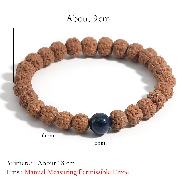 Natürliche Fünf-Blütenblatt Rudraksha Lapis Lazuli Perlen Elastische Seil Einfache Freizeit Reise Yoga Schmuck Männer und Frauen Armbinde