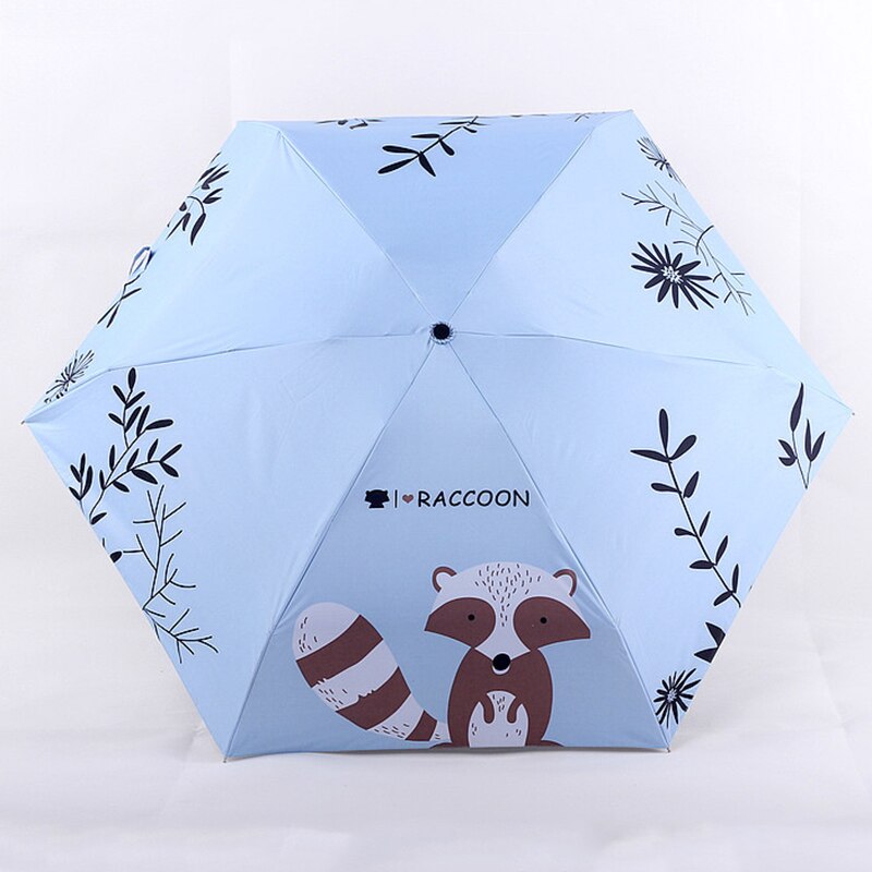 YADA Ins Cartoon Raccoon Pattern 5-Folding Rainy M... – Grandado