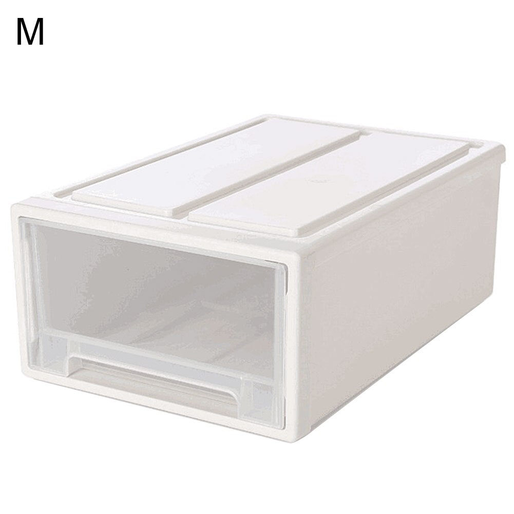 Plastic Drawer Type Clothes Storage Box Quilt Clothes Underwear Organizer Dust Cabinet Storage Container Household Storage: White  M
