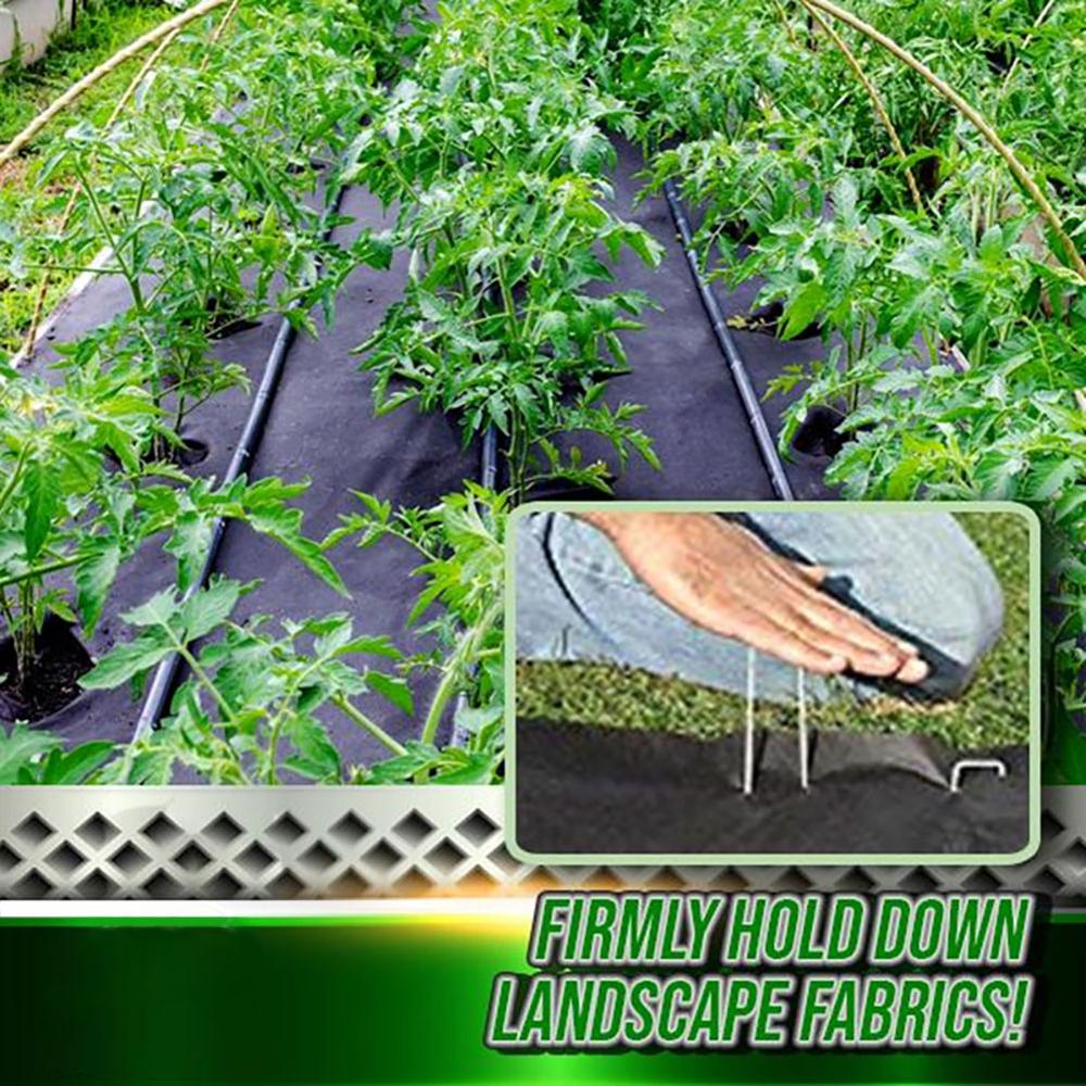 50 unids/pack jardín Peg de Metal de plata en forma de U de jardín de tierra de película fijo clavijas jardinería herramientas de fijación película Peg