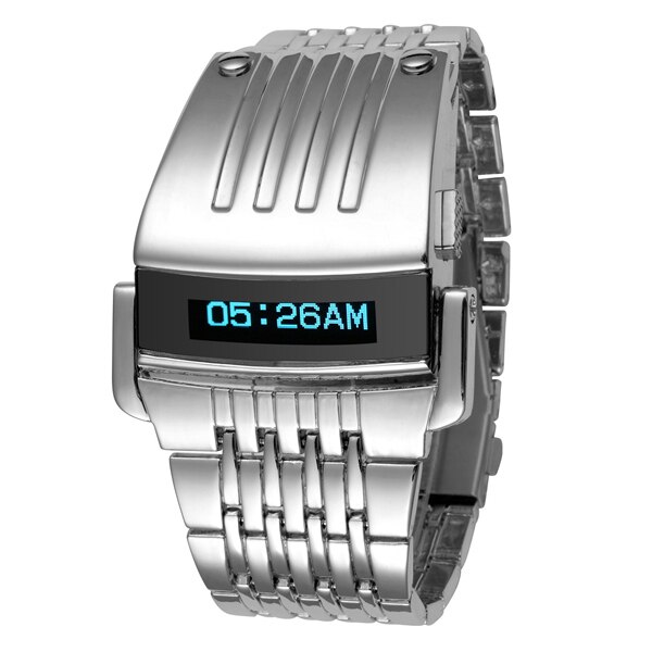 Luxe Iron Man horloges Conceptie Blauw Rode LED Heren Rvs Polshorloge Relogio Masculino Goud Zwart Zilver