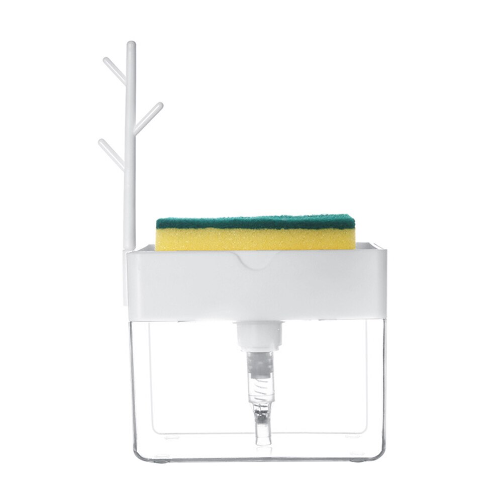 2 in 1 Kitchen Lotion Soap Dispenser Bathroom Refillable Sink Soap Dispenser Sponge Holder Towel Storage Rack tool: Silver