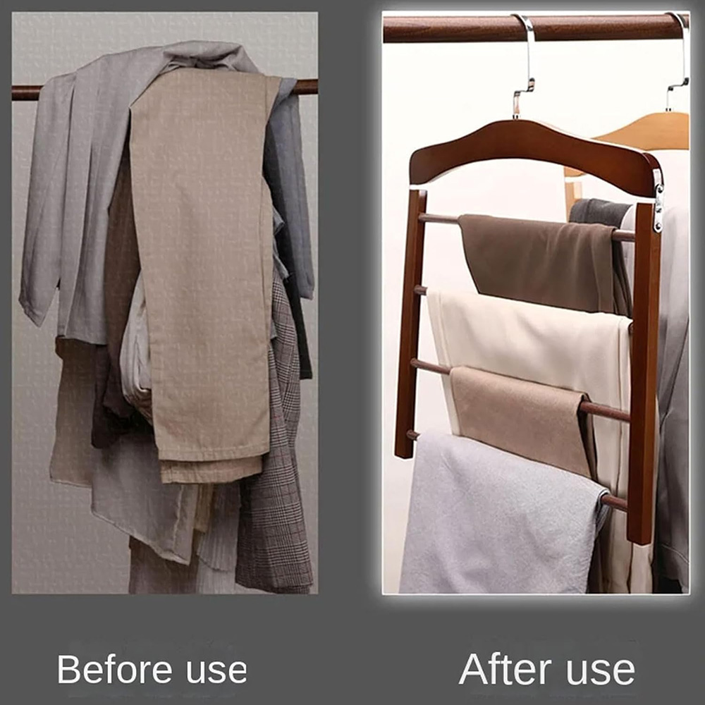 Solid Wood Clothes Drying Rack Wardrobe Storage Rack Multi-function Solid Wood Trouser Rack Towel Rack Home Apartment Clothes ra