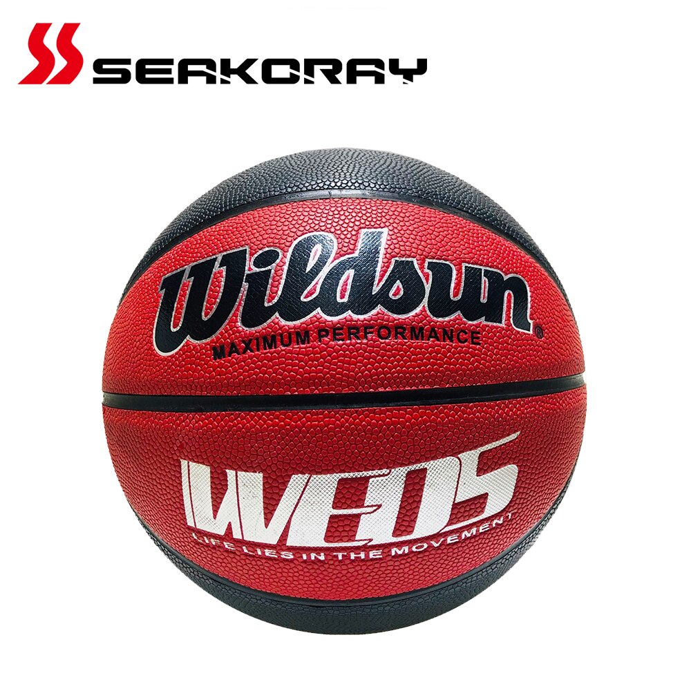 Basketball Ball 7# PU Leather Official Size7 Outdoor Indoor Match Training Men Women Basketball (Ball needle + ball net): Red