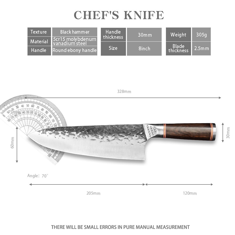 Sowoll couteau de boucher en acier forgé, outils de cuisine de Chef 5 ''6.5'' 7 ''7.5'' 8 ''trancheur serbe Chef survie outils de randonnée: J 8 inch