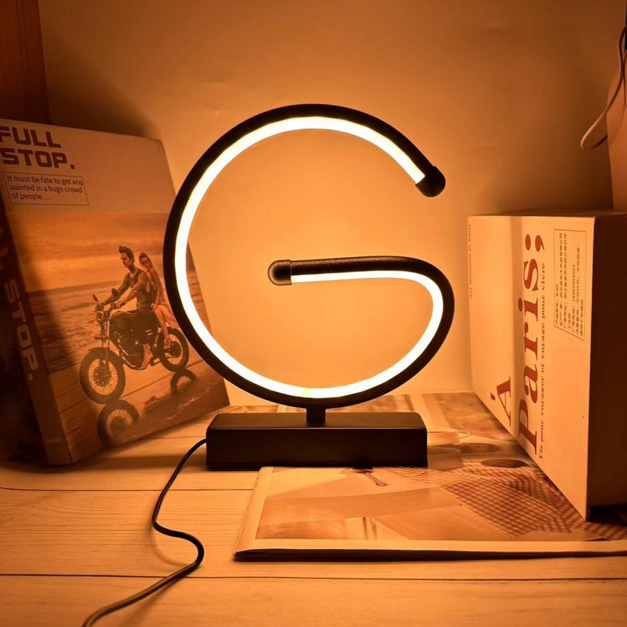 Spiral led natlampe dæmpbar 3 farver bordlampe til stue kontor skrivebord soveværelse sengelampe usb-stik