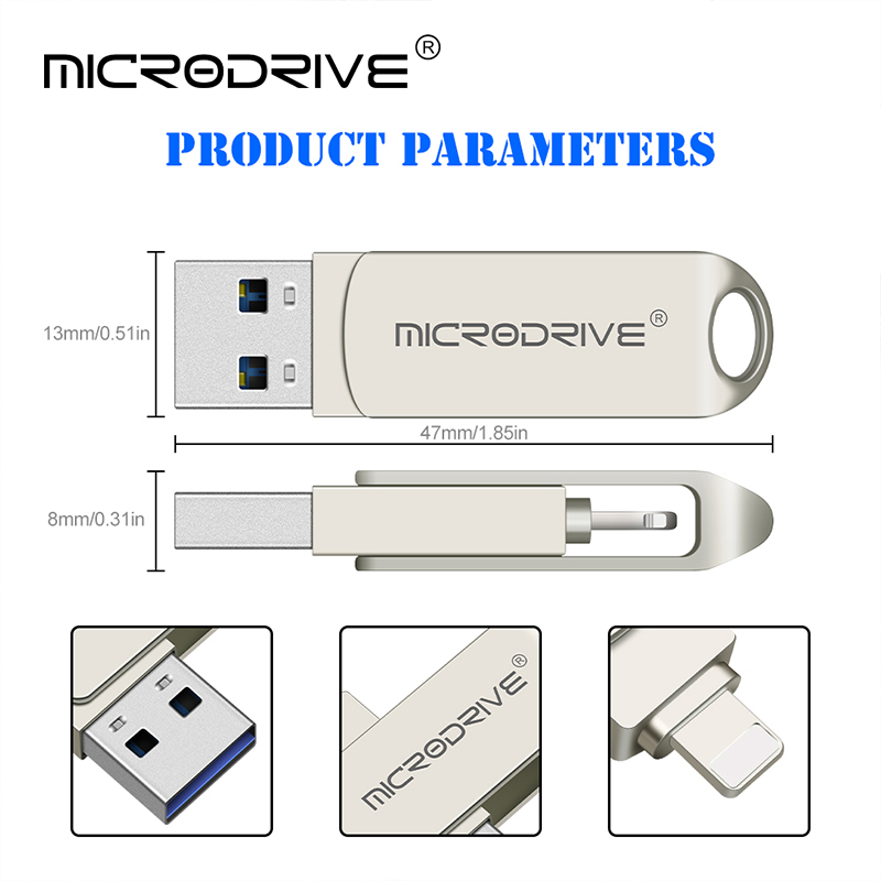 Metalowy pendrive otg, flash usb 3.0, pendrive 32gb 64gb 128gb 256gb, pendrive usb do iphone'a, ipada/lightning, ios