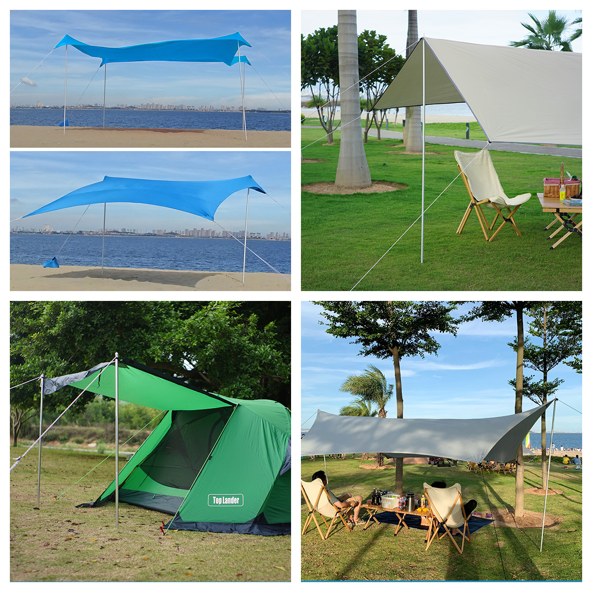 Justerbar aluminium fortelt stang presenning stang med opbevaringstaske ultralette kompakte støttestænger til camping shelter presenning baldakin