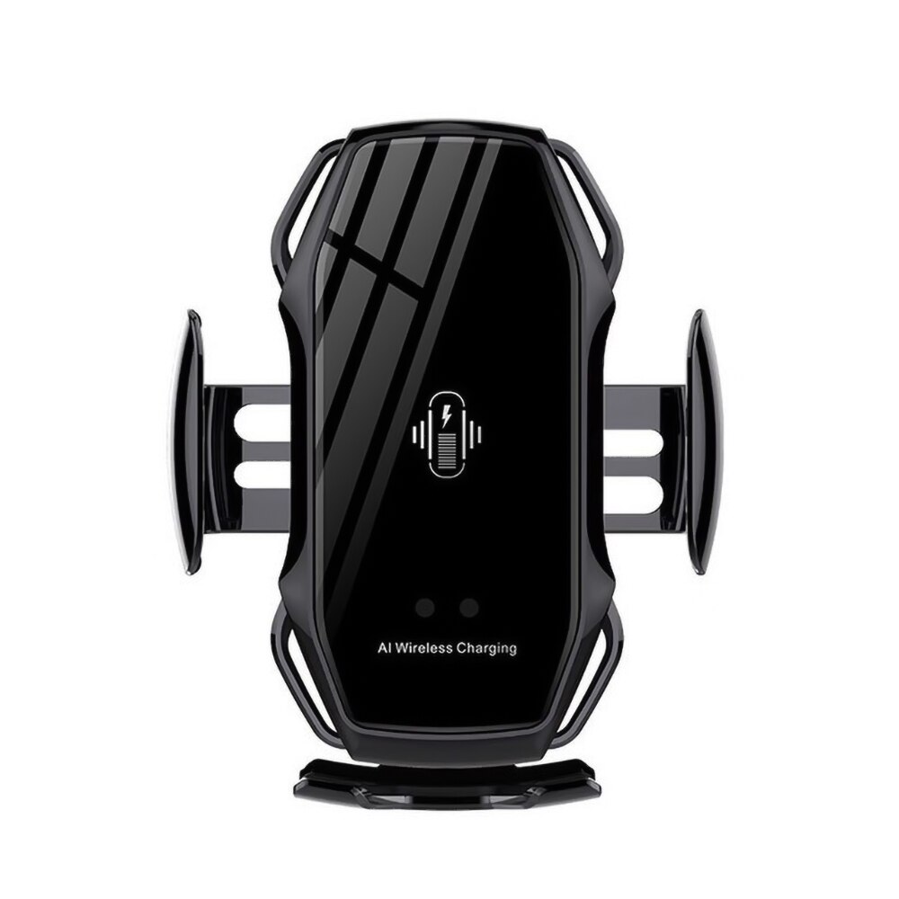 Cargador de coche inalámbrico Qi de 10 W con sujeción automática para Samsung S20 S10, cargador inductivo inalámbrico para iPhone 11 XR Xs, soporte para coche: Black