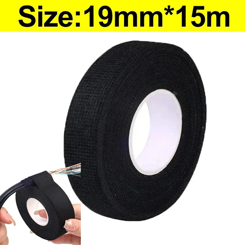 Waterproof Cable Adhesive Tape Electrical Fabric Tapes Heat-resistant Harness Bundle Insulation Auto Wiring Fabric Cloth Wrap: Gold / 1m